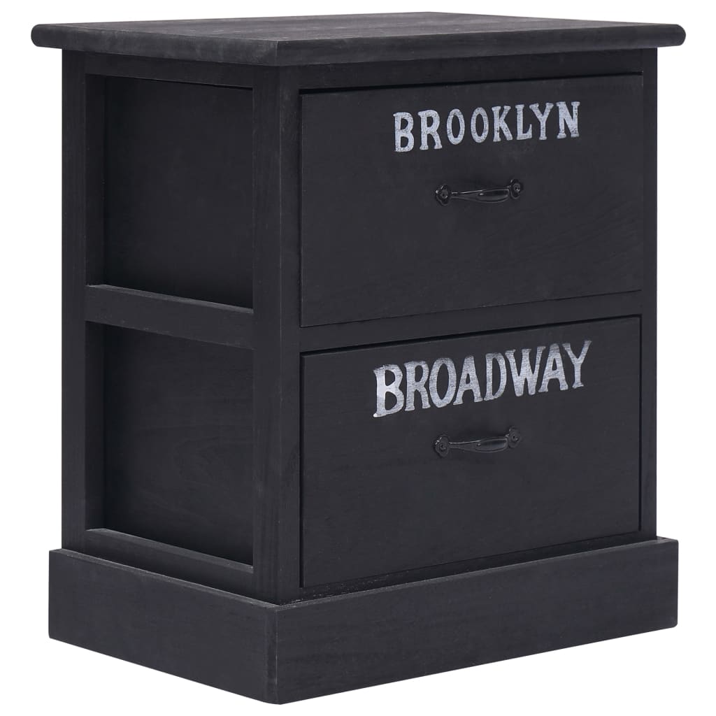 Bedside Table - HOWELL Nightstand Black 38cm