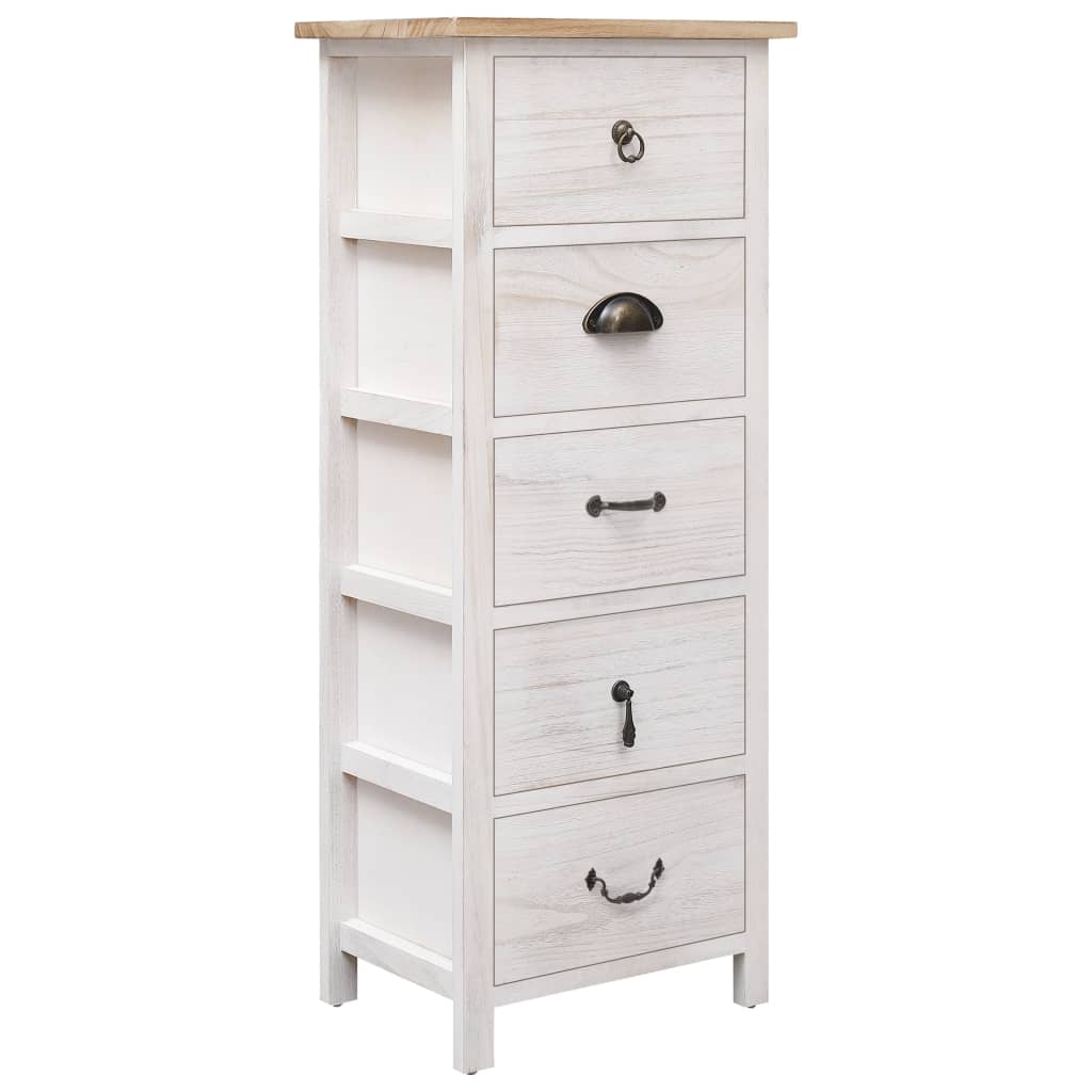 BREMERTON White Chest of Drawers - Tallboy, Small-sized, 5 Drawers