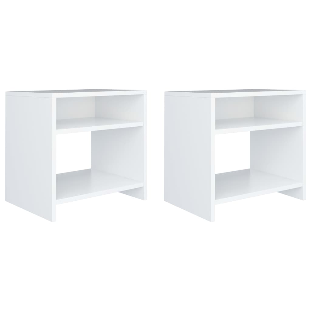 Bedside Table - DAWSON Finn 2 Piece Nightstand White 40cm