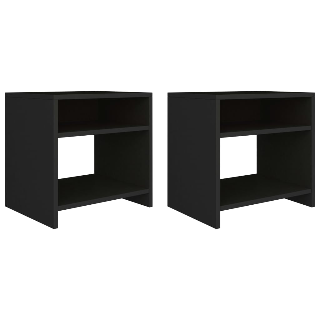 Bedside Table - DAWSON Tyra 2 Piece Nightstand Black 40cm