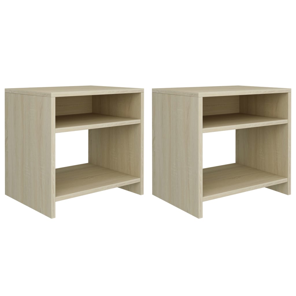 Bedside Table - DAWSON Rae 2 Piece Nightstand Sonoma Oak 40cm