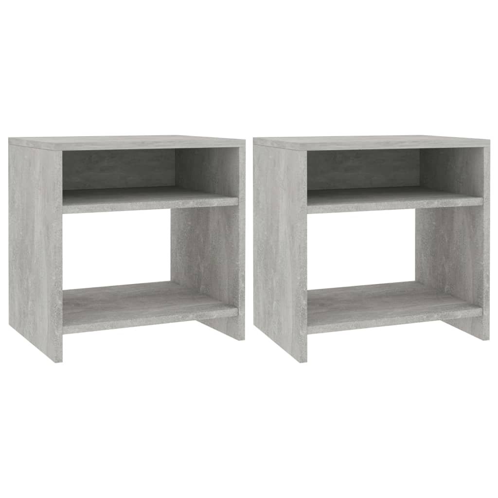 Bedside Table - DAWSON Bea 2 Piece Nightstand Concrete Grey 40cm