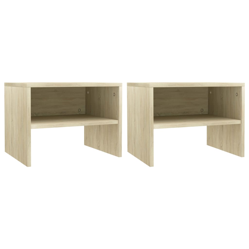 Bedside Table - ENNA Wyn 2 Piece Nightstand Sonoma Oak 40cm