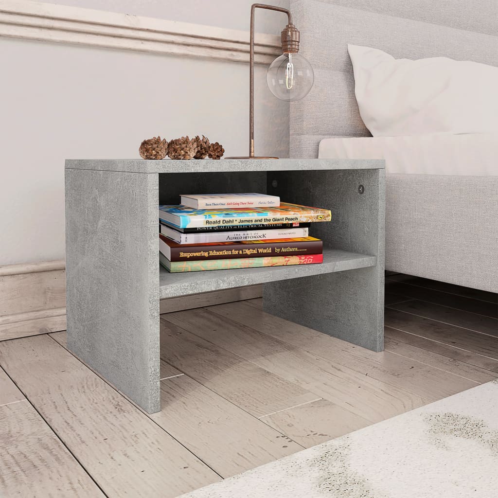 Bedside Table - ENNA Iris Nightstand Concrete Grey 40cm