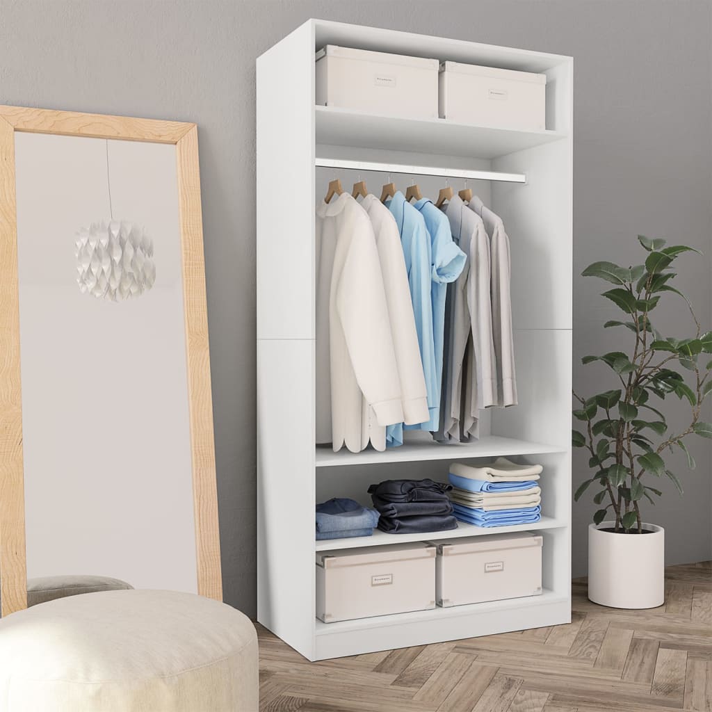 Wardrobe White 100x50x200cm Engineered Wood - Frois