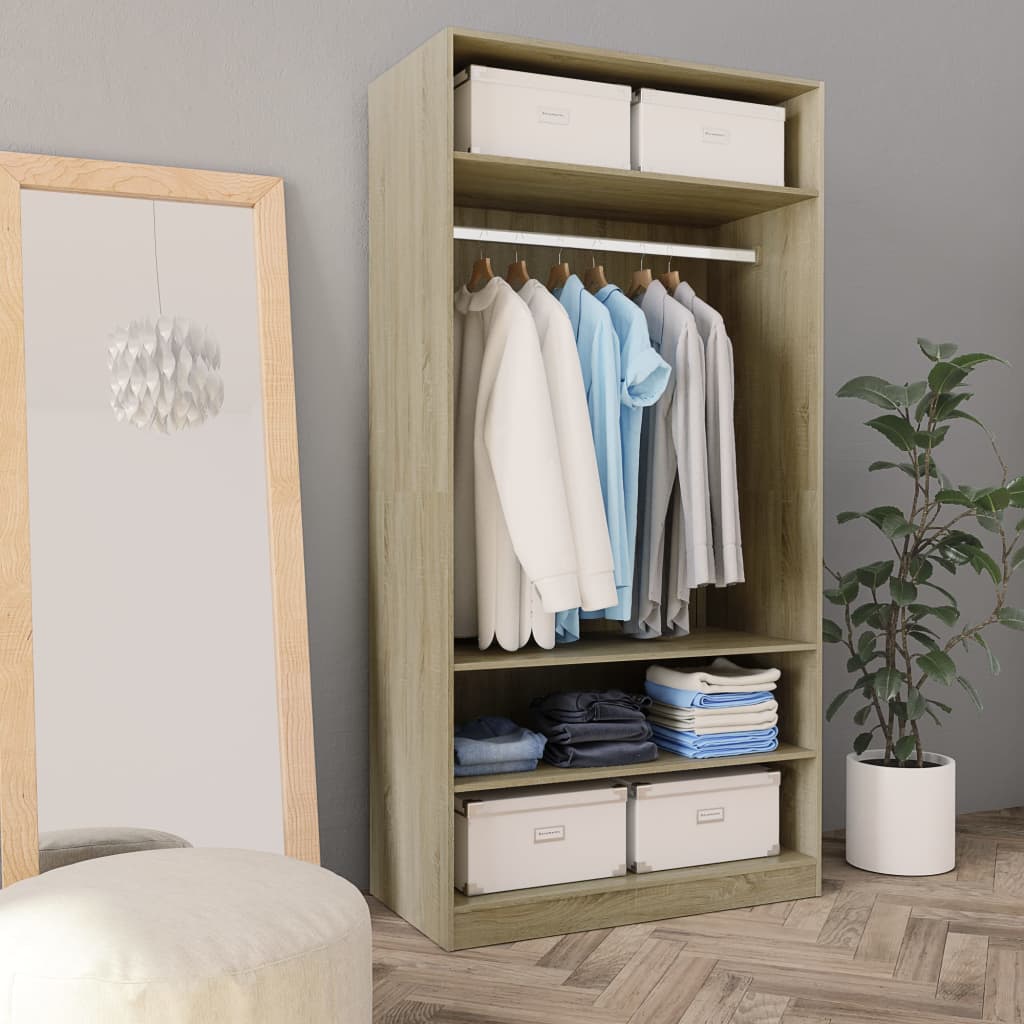Wardrobe Sonoma Oak 100x50x200cm Engineered Wood - Liro
