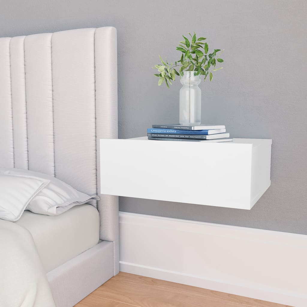 Bedside Table - FALMOUTH Nightstand White 40cm