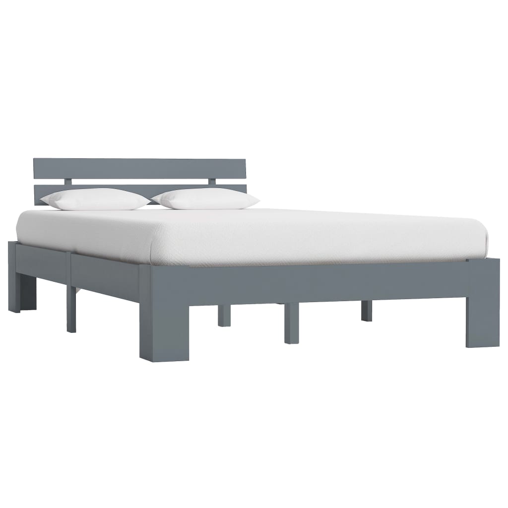 Bed Frame Grey Solid Pine Wood 120x200 cm