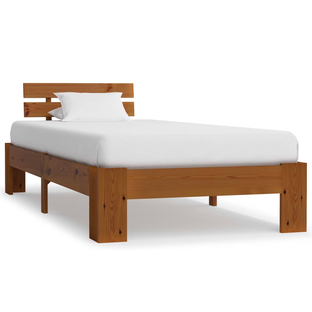 Bed Frame Honey Brown Solid Pine Wood 100x200 cm
