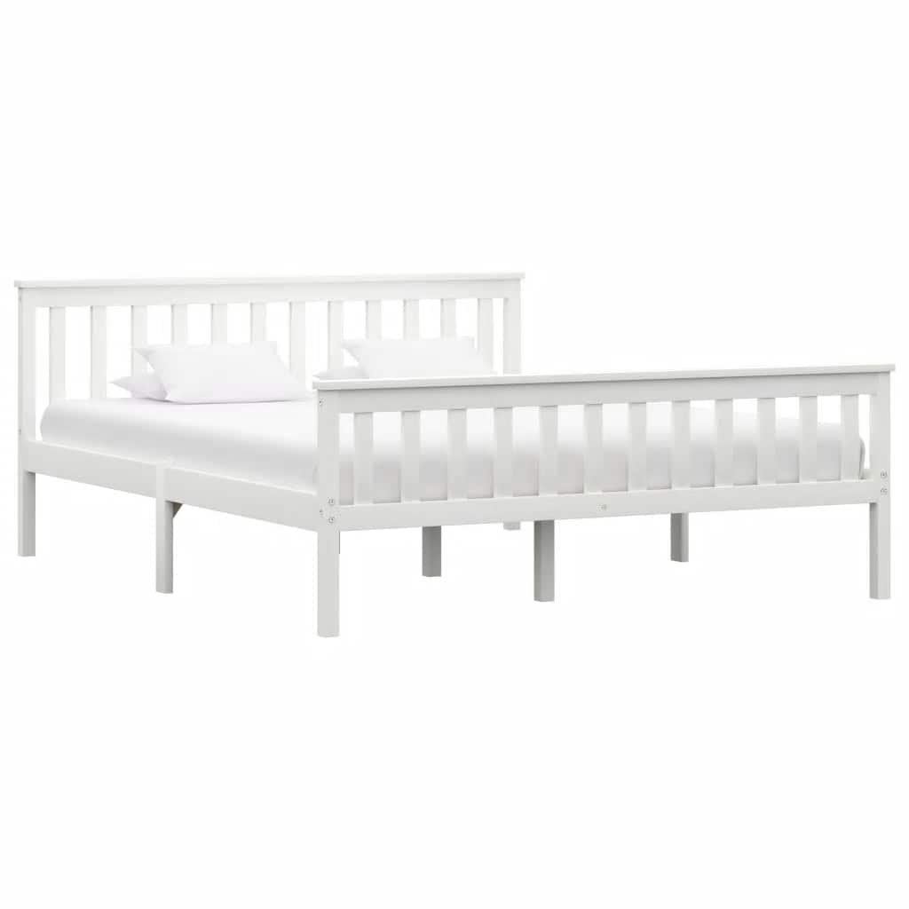 Bed Frame White Solid Pinewood 160x200 cm