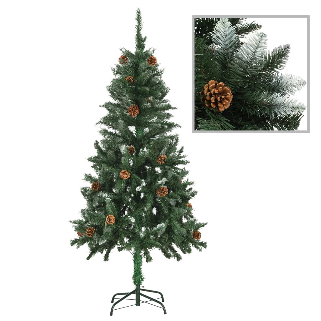 Briet Artificial Christmas Tree Pine Cones White Glitter 150cm