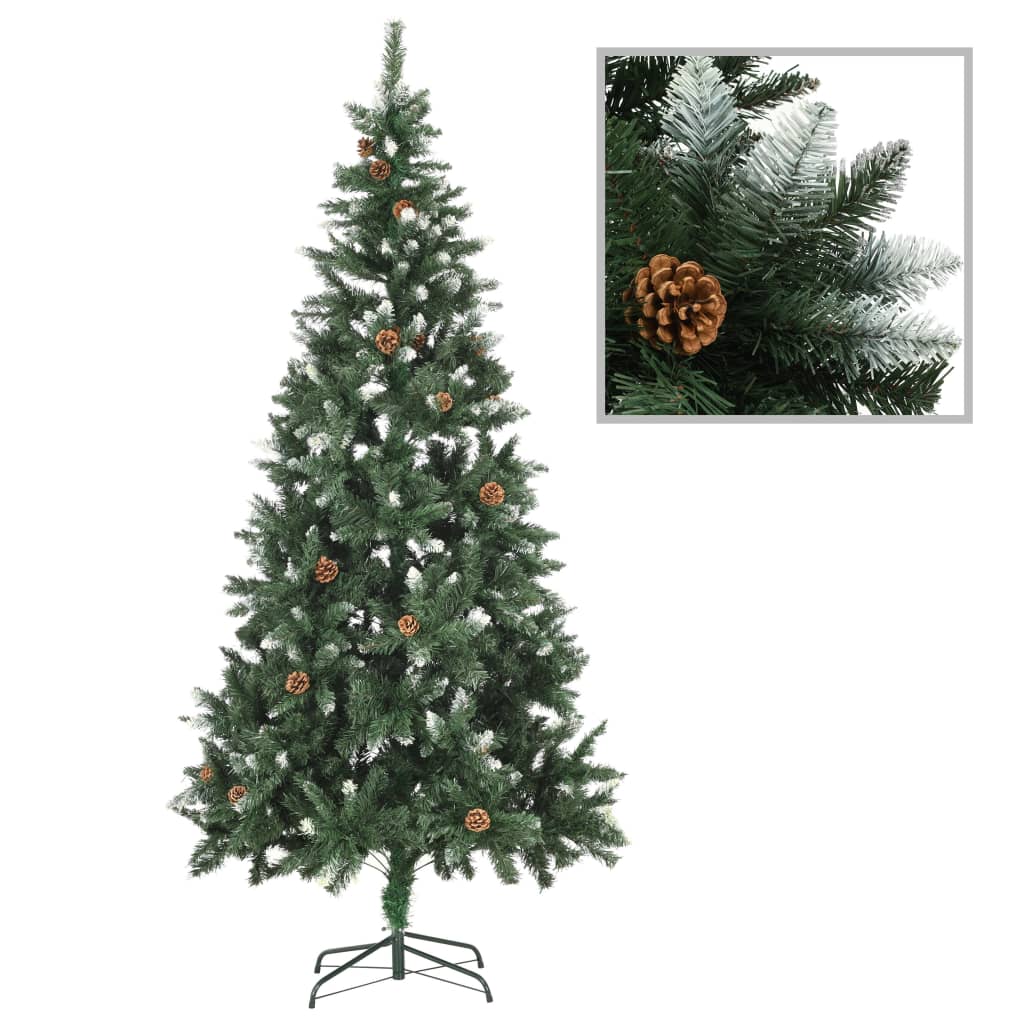 Briet Artificial Christmas Tree Pine Cones White Glitter 210cm