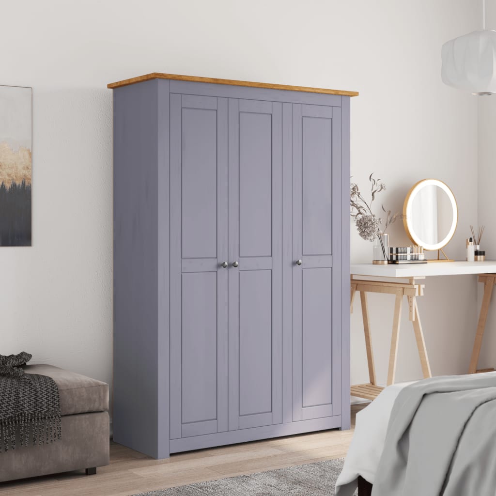 NINA 3 Door Wardrobe Grey and Natural - 118cm