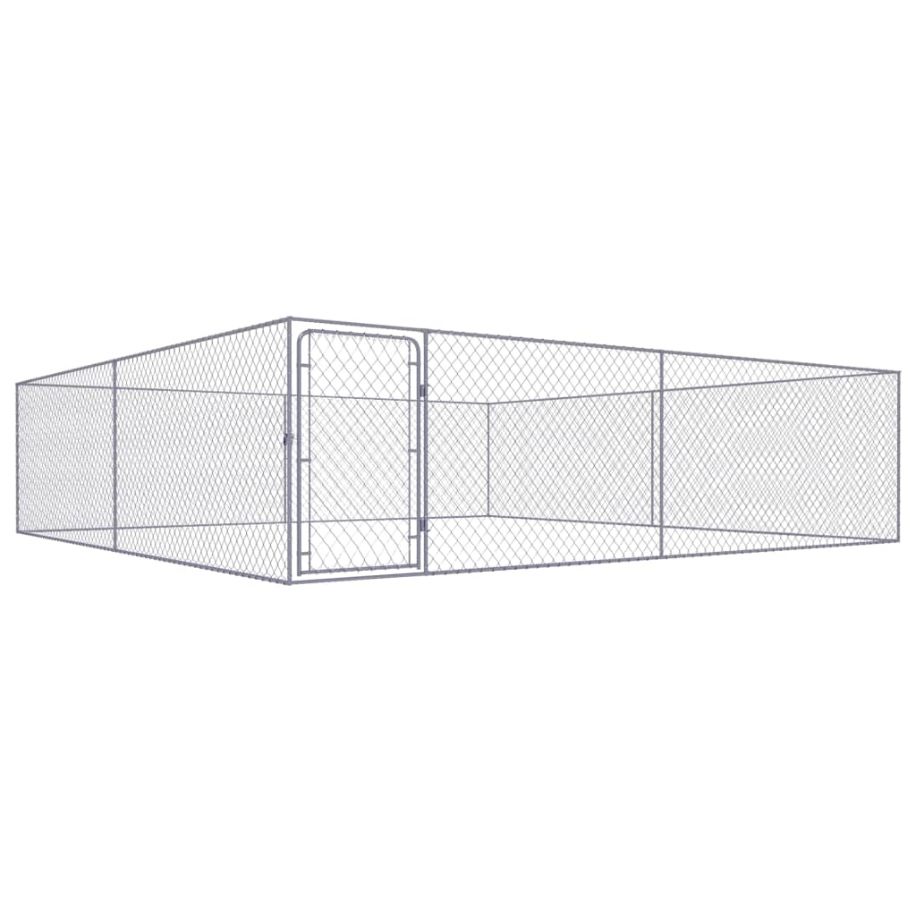 Outdoor Dog Kennel Galvanised Steel 4x4x1 m
