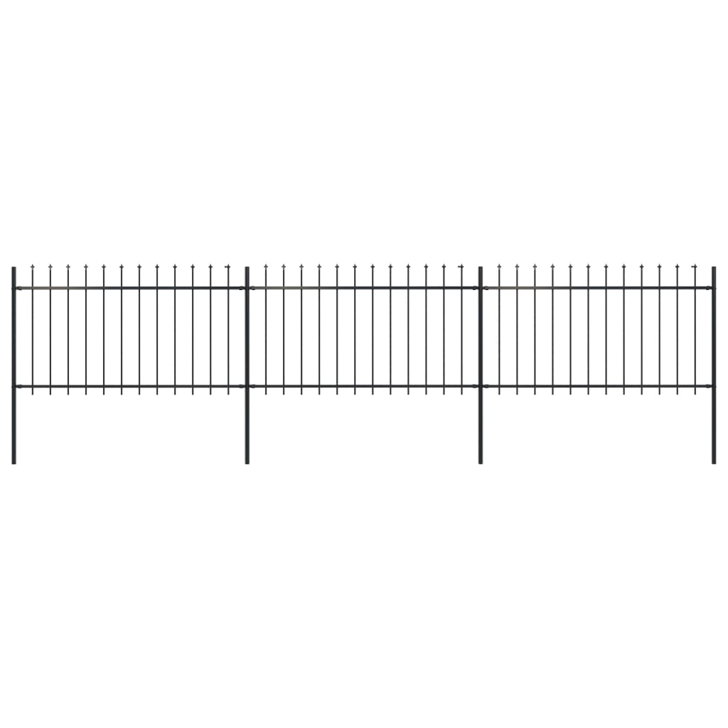 Garden Fence with Spear Top Steel 5.1x1 m Black