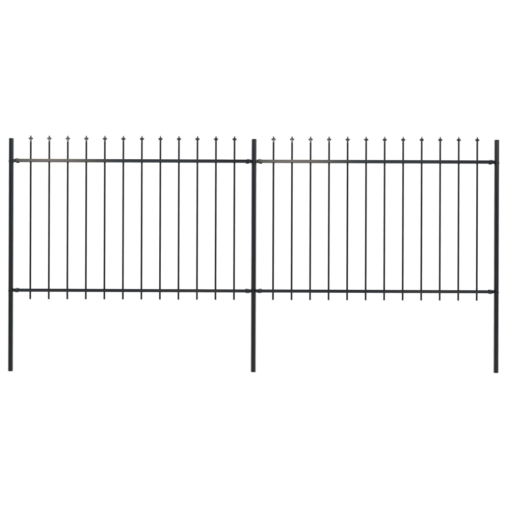 Garden Fence with Spear Top Steel 3.4x1.2 m Black