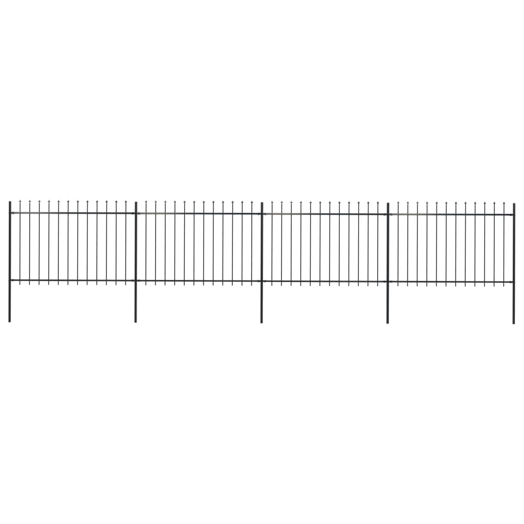Garden Fence with Spear Top Steel 6.8x1.2 m Black