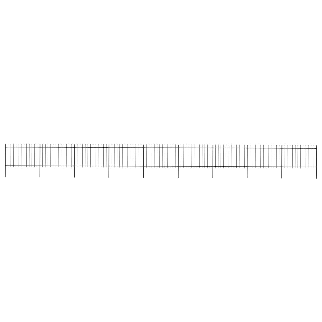 Garden Fence with Spear Top Steel 15.3x1.2 m Black