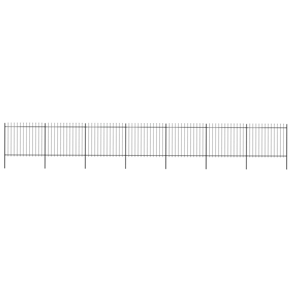 Garden Fence with Spear Top Steel 11.9x1.5 m Black