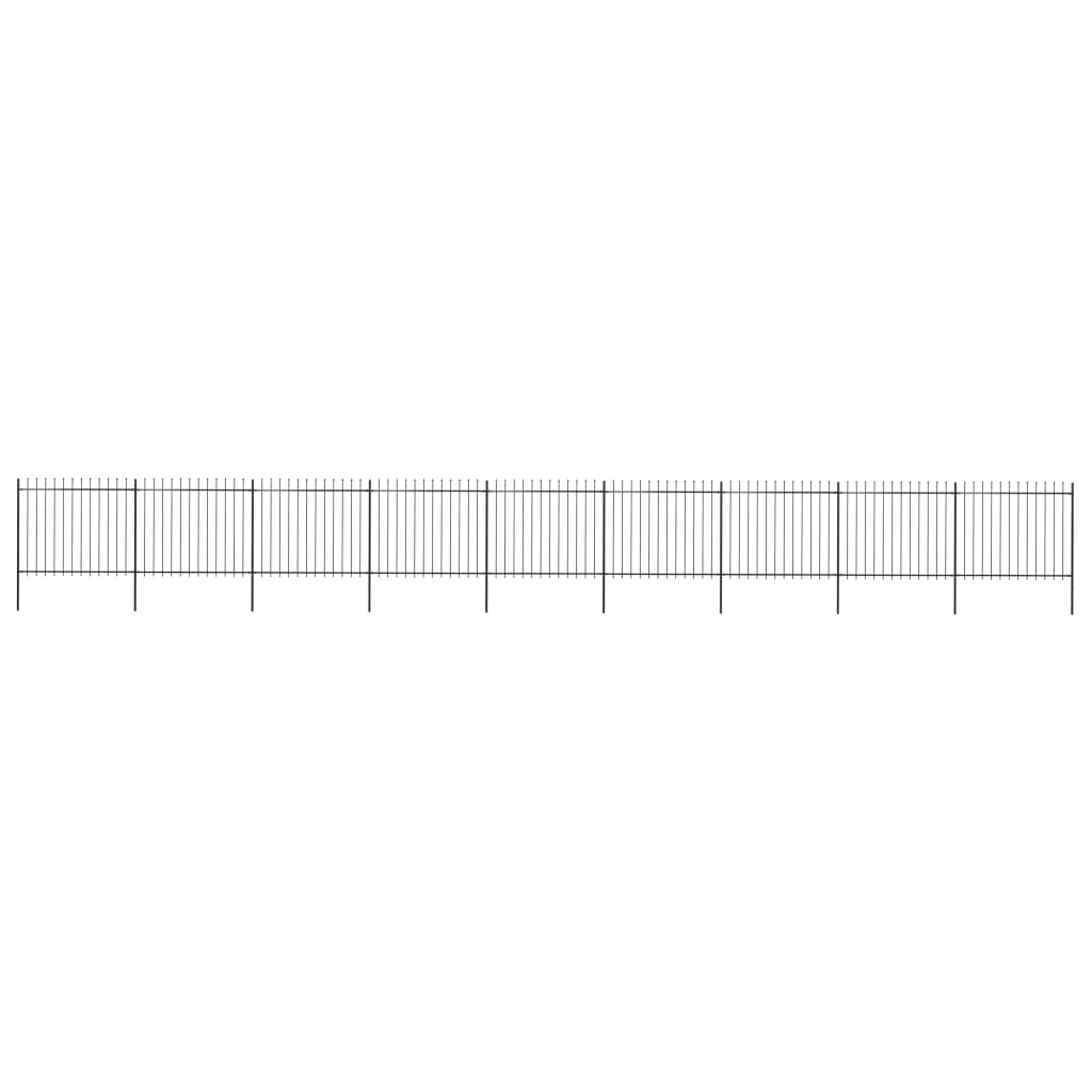 Garden Fence with Spear Top Steel 15.3x1.5 m Black