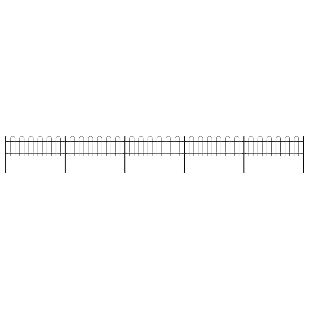 Garden Fence with Hoop Top Steel 8.5x0.6 m Black