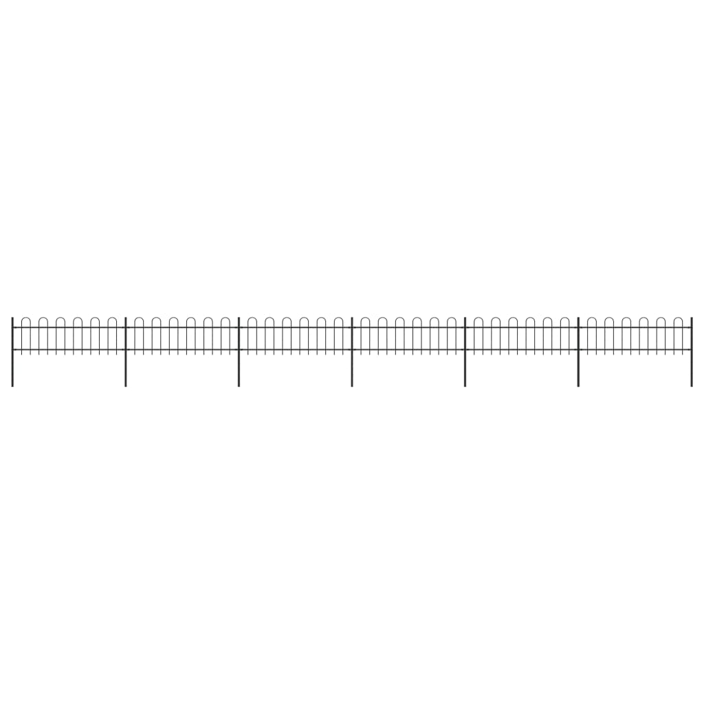Garden Fence with Hoop Top Steel 10.2x0.6 m Black