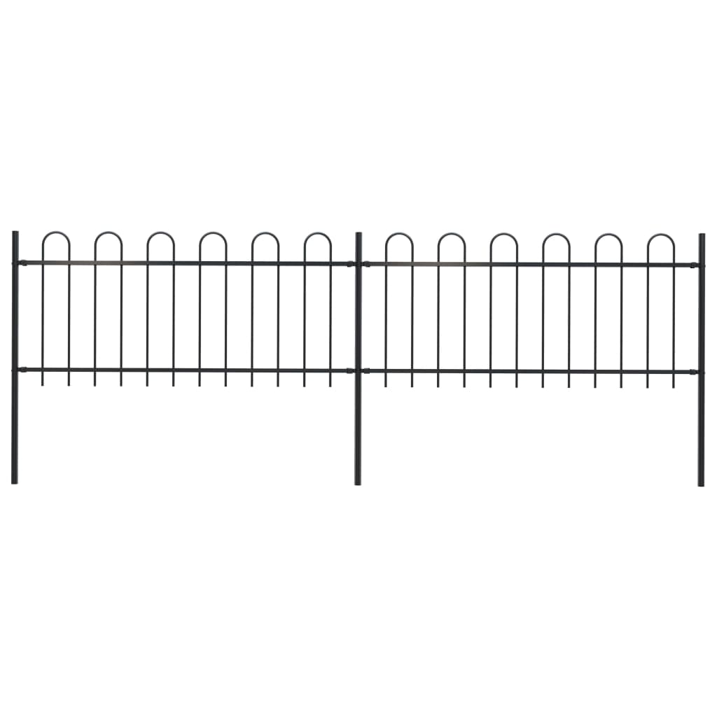 Garden Fence with Hoop Top Steel 3.4x0.8 m Black