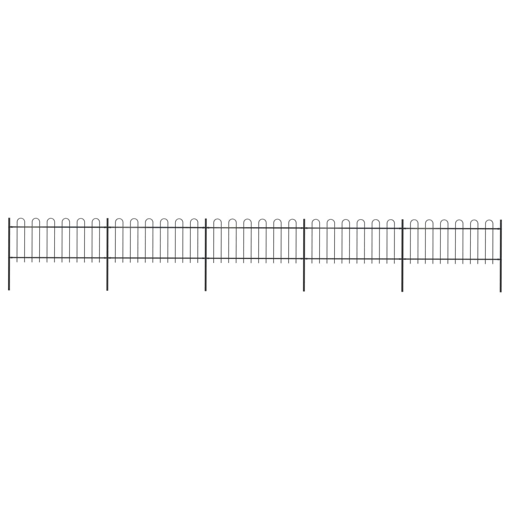 Garden Fence with Hoop Top Steel 8.5x0.8 m Black