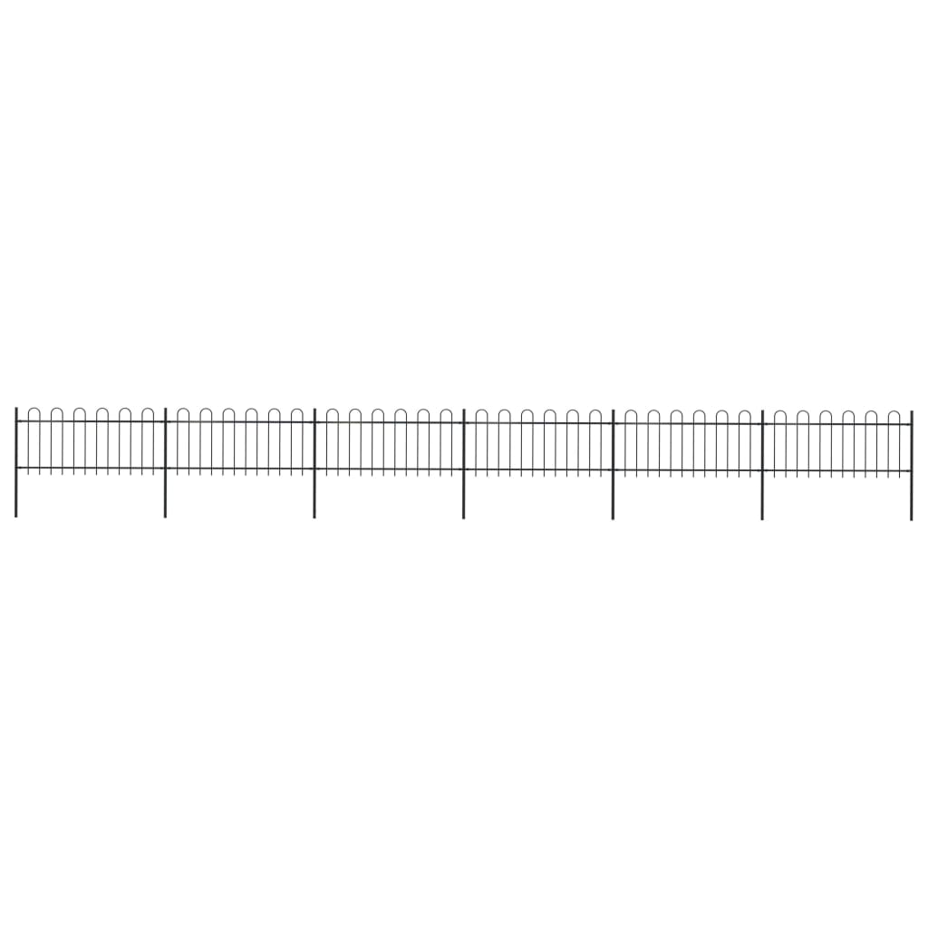 Garden Fence with Hoop Top Steel 10.2x0.8 m Black