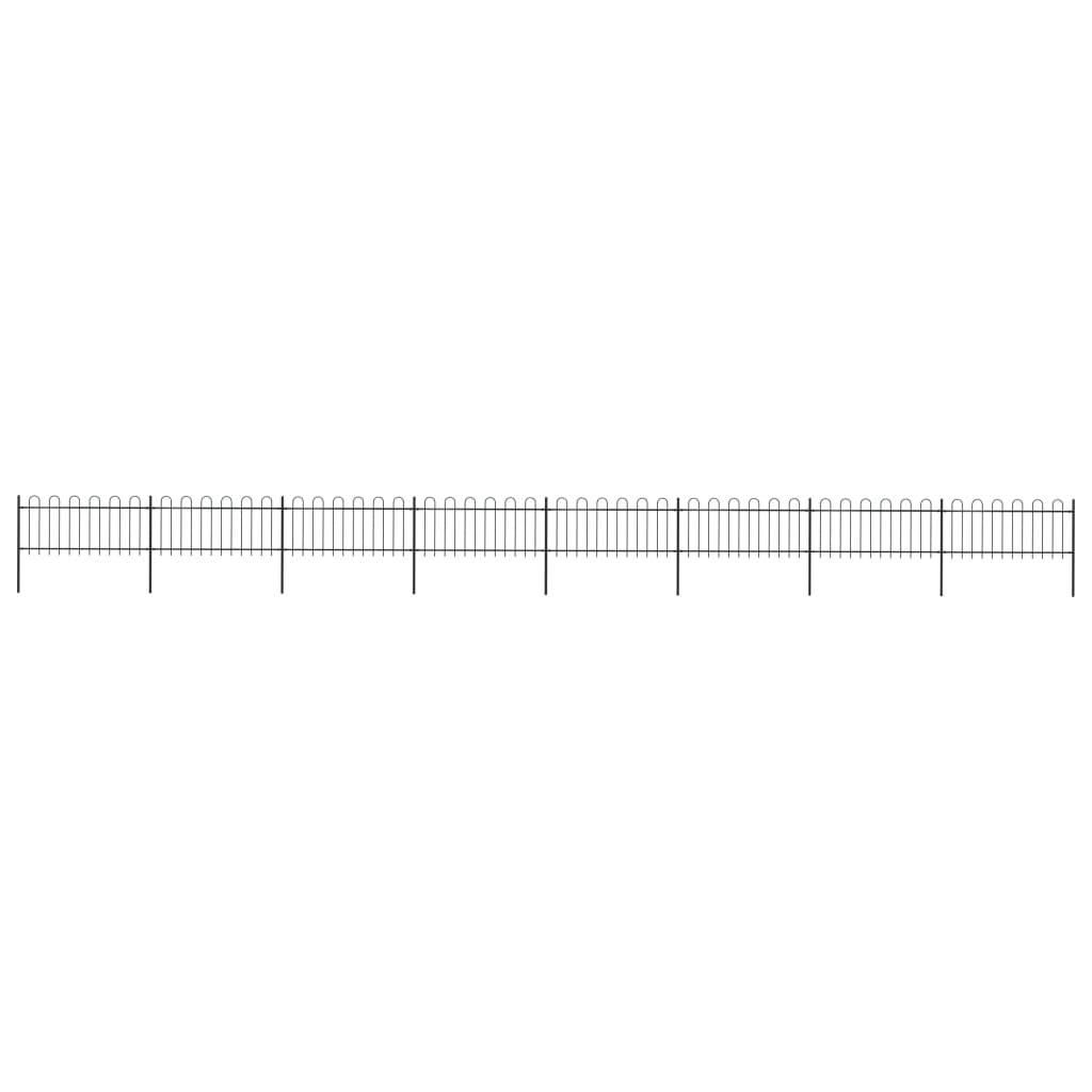 Garden Fence with Hoop Top Steel 13.6x0.8 m Black