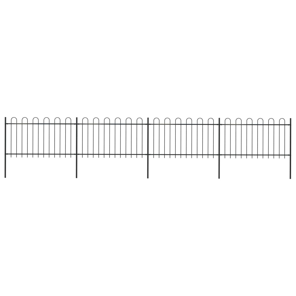Garden Fence with Hoop Top Steel 6.8x1 m Black