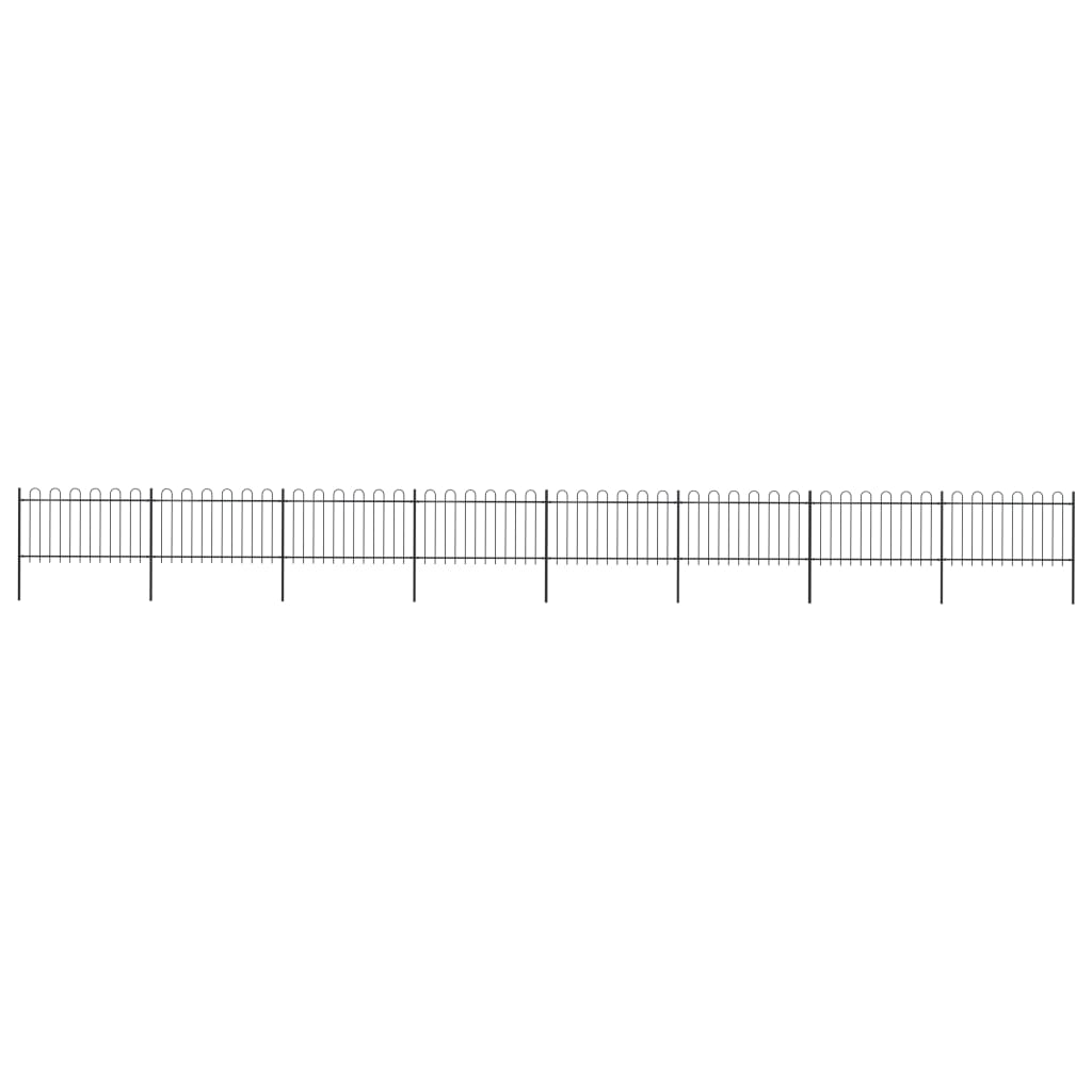 Garden Fence with Hoop Top Steel 13.6x1 m Black