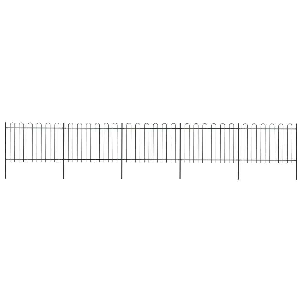 Garden Fence with Hoop Top Steel 8.5x1.2 m Black