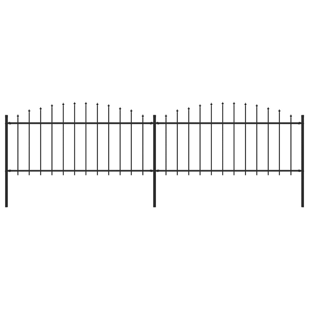 Garden Fence with Spear Top Steel (0.5-0.75)x3.4 m Black
