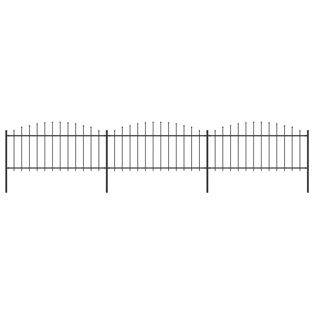 Garden Fence with Spear Top Steel (0.5-0.75)x5.1 m Black
