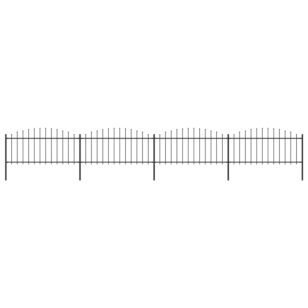 Garden Fence with Spear Top Steel (0.5-0.75)x6.8 m Black