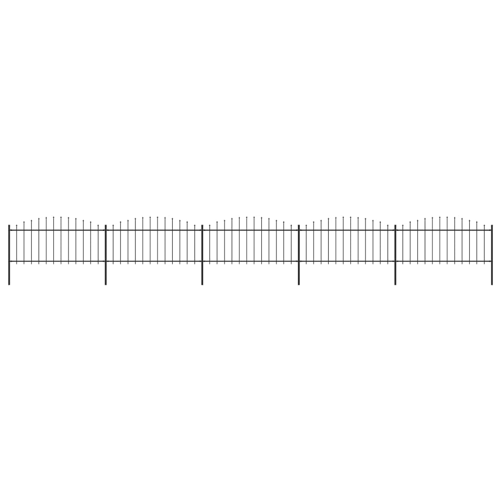 Garden Fence with Spear Top Steel (0.5-0.75)x8.5 m Black