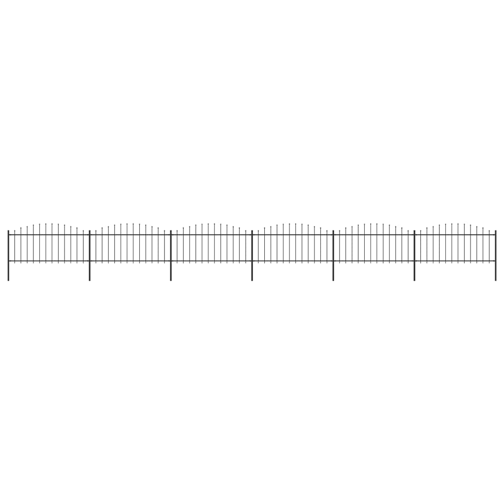 Garden Fence with Spear Top Steel (0.5-0.75)x10.2 m Black