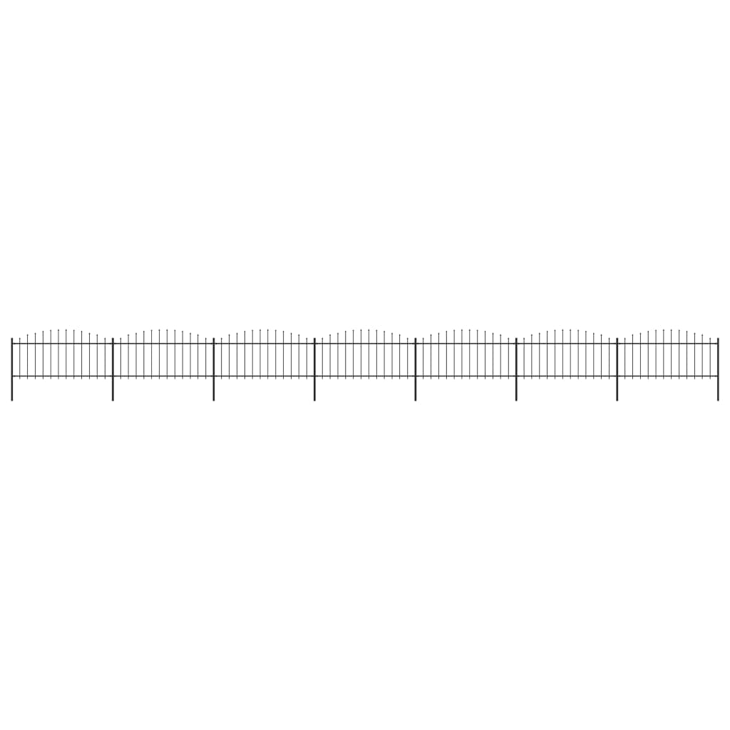Garden Fence with Spear Top Steel (0.5-0.75)x11.9 m Black