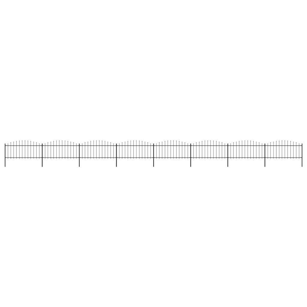 Garden Fence with Spear Top Steel (0.5-0.75)x13.6 m Black