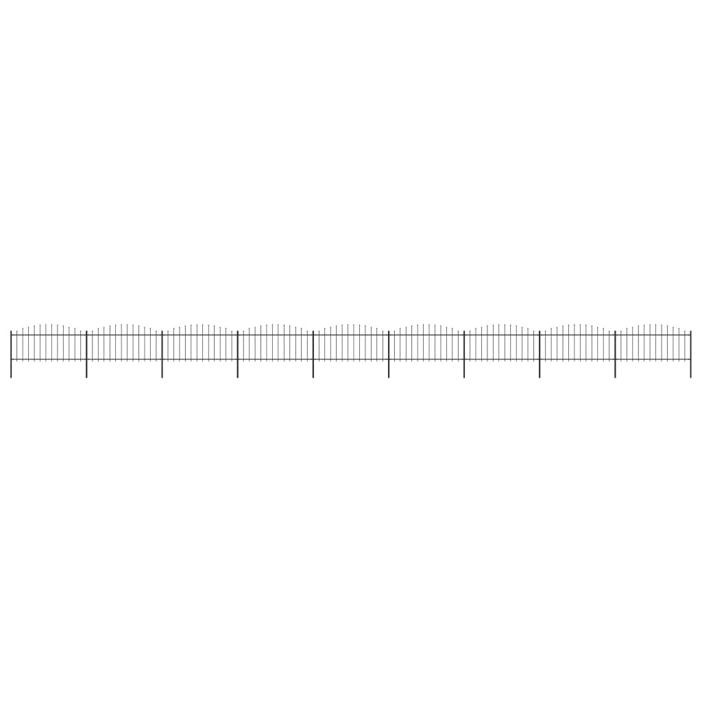 Garden Fence with Spear Top Steel (0.5-0.75)x15.3 m Black
