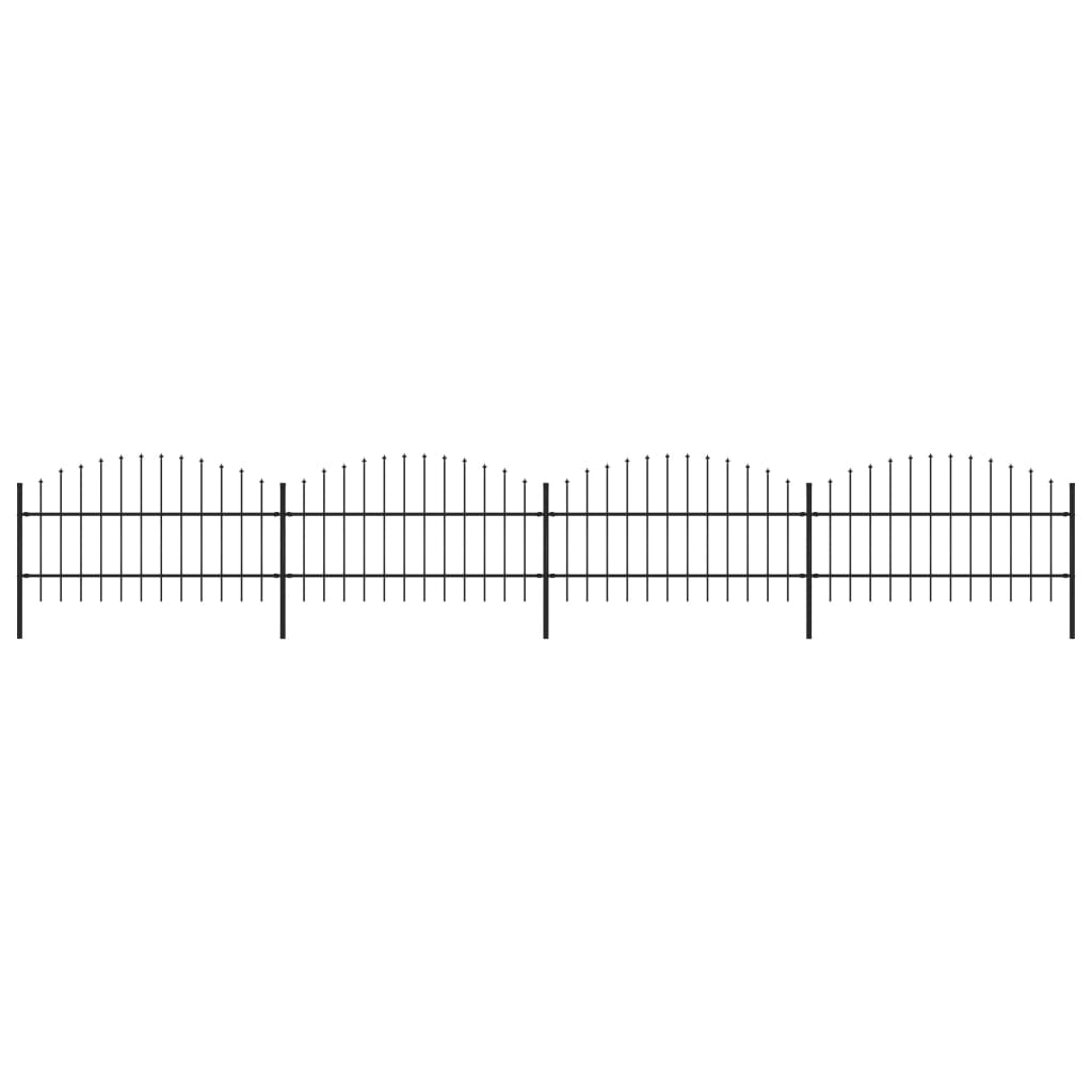 Garden Fence with Spear Top Steel (0.75-1)x6.8 m Black