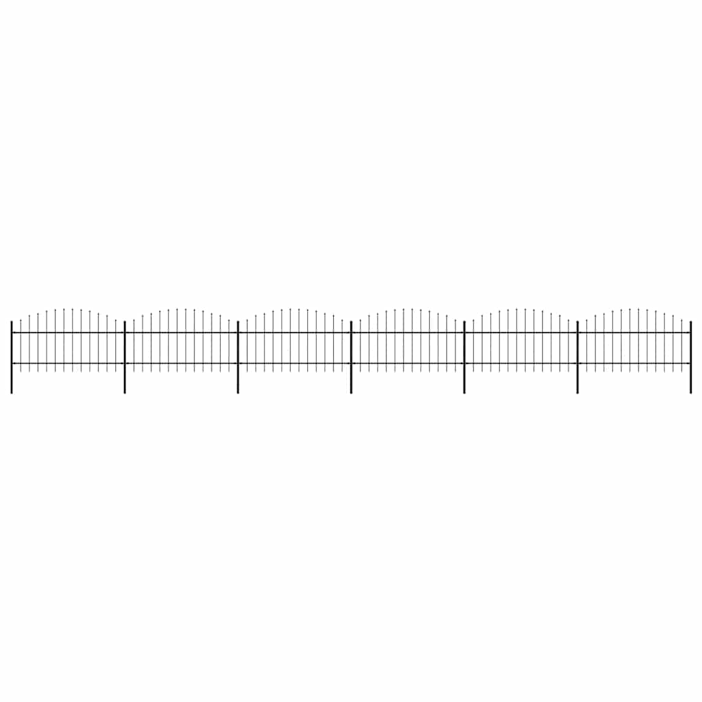 Garden Fence with Spear Top Steel 1-1.25x10.2 m Black