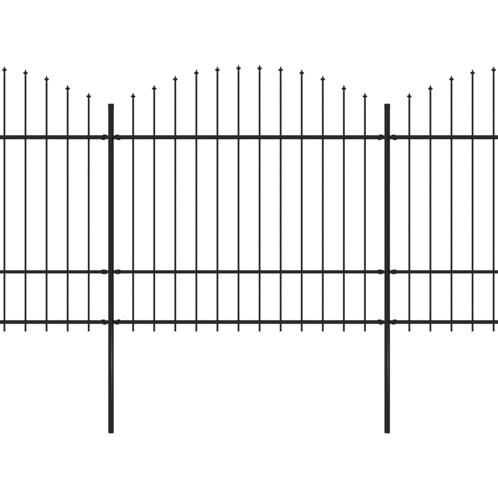 Garden Fence with Spear Top Steel (1.5-1.75)x11.9 m Black