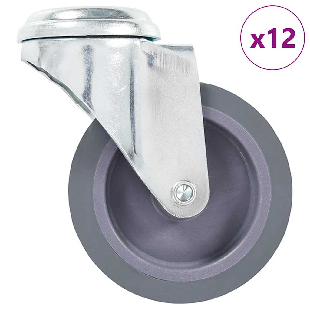12 Pcs Bolt Hole Swivel Casters 75mm