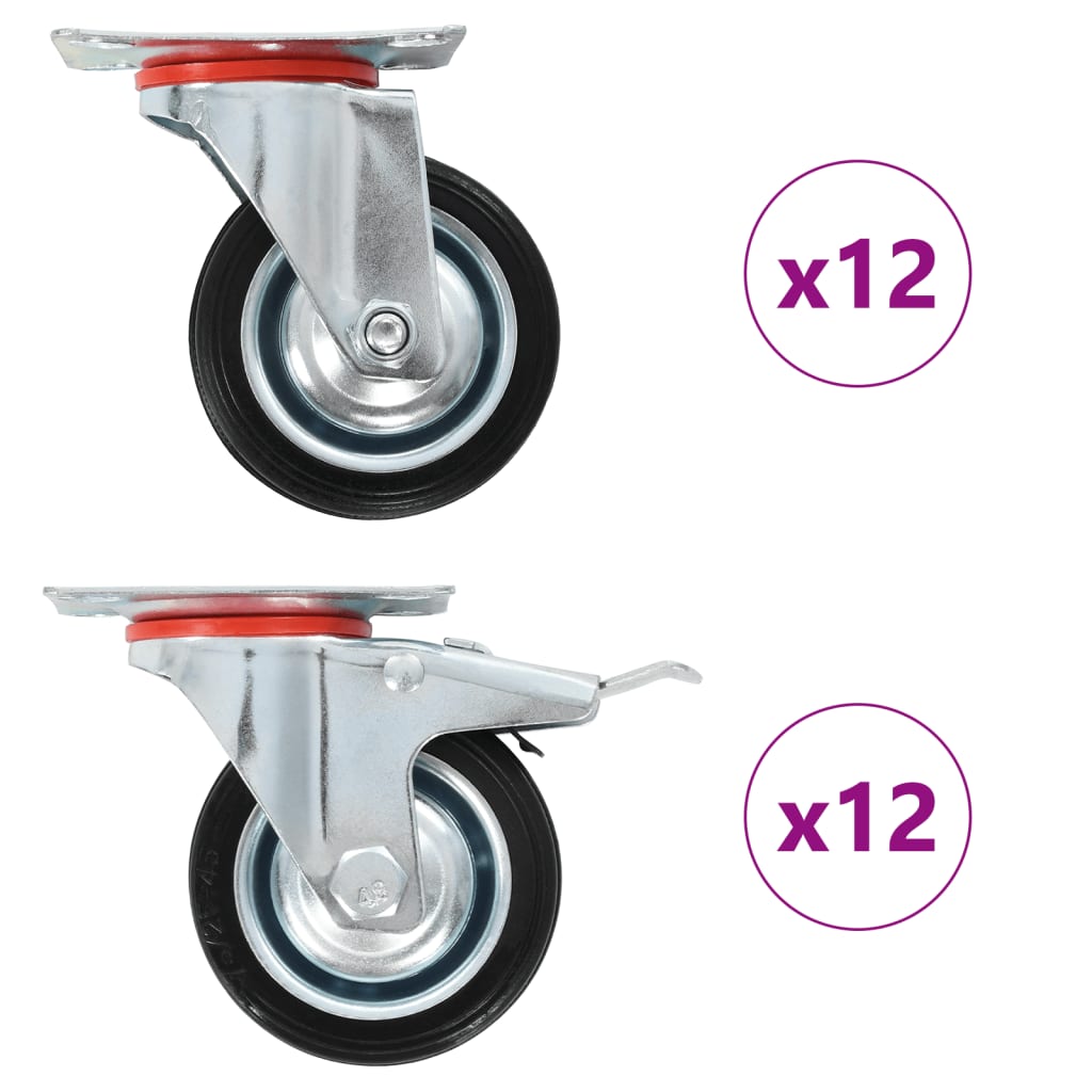 24 Pieces Swivel Casters 75 mm