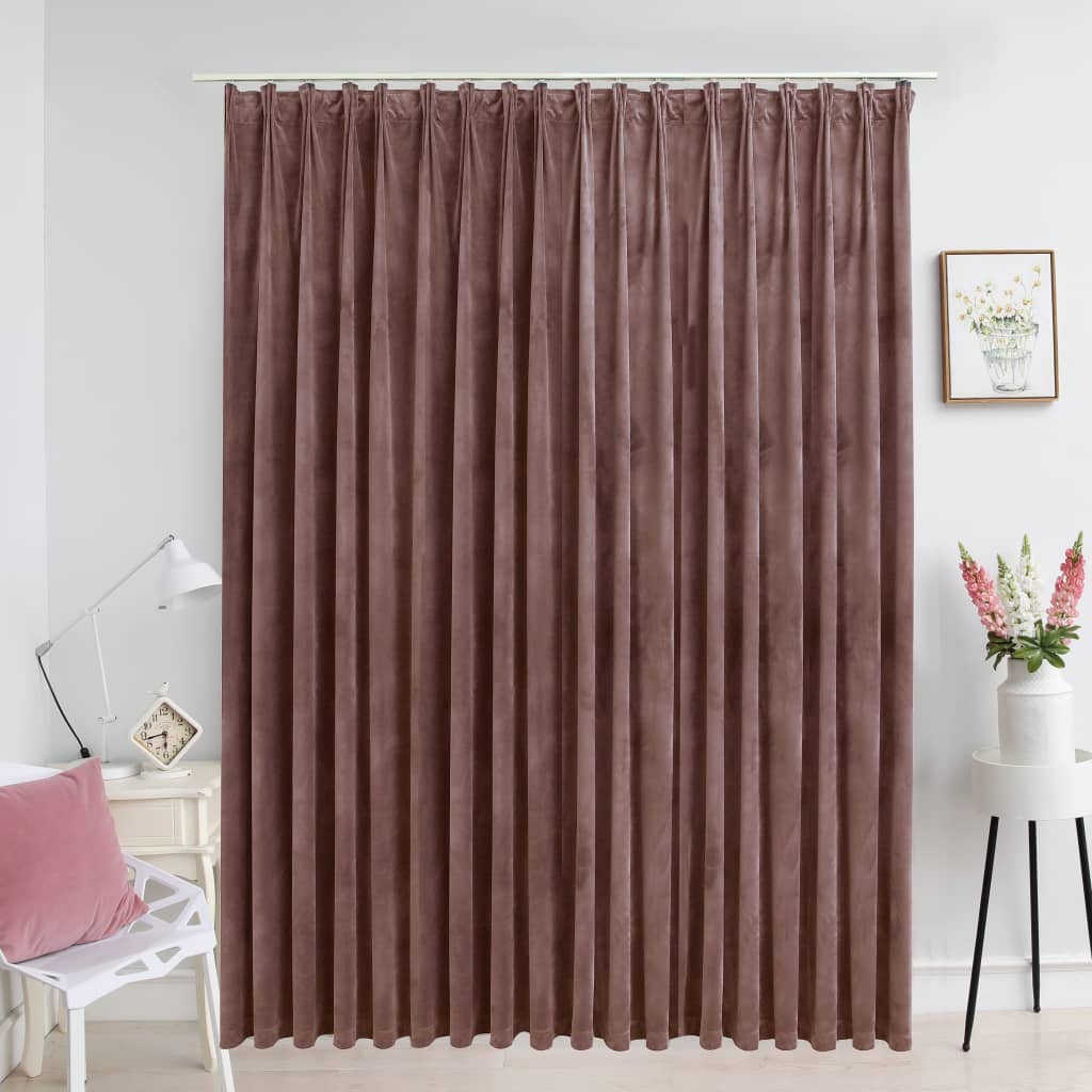 Blackout Curtain with Hooks Velvet Antique Pink 290x245 cm