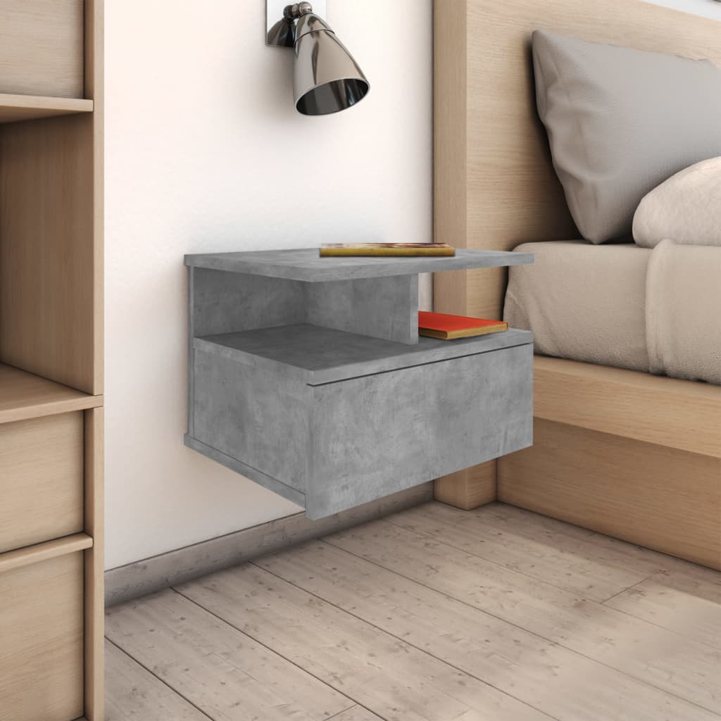 Bedside Table - SPARKS Nightstand Concrete Grey 40cm