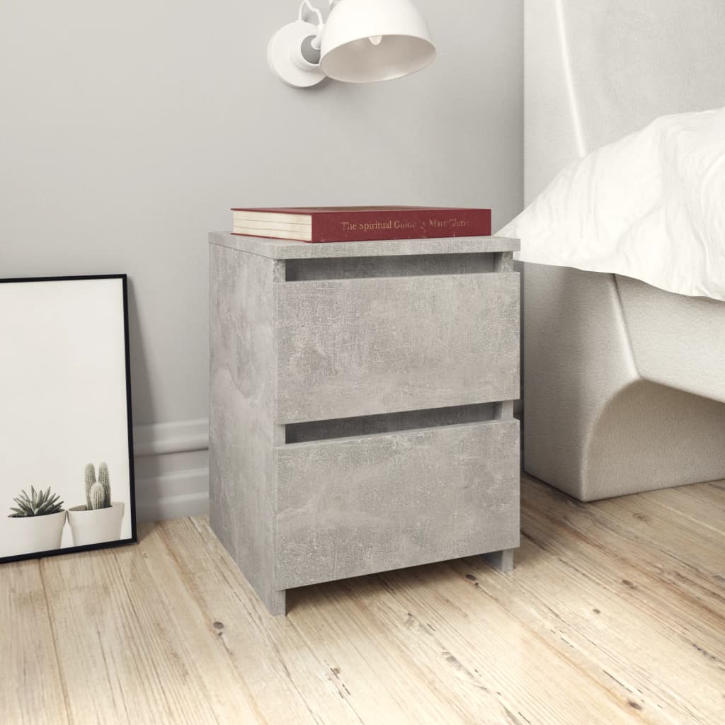 Bedside Table - SALMON 2 Piece Nightstand Concrete Grey 30cm