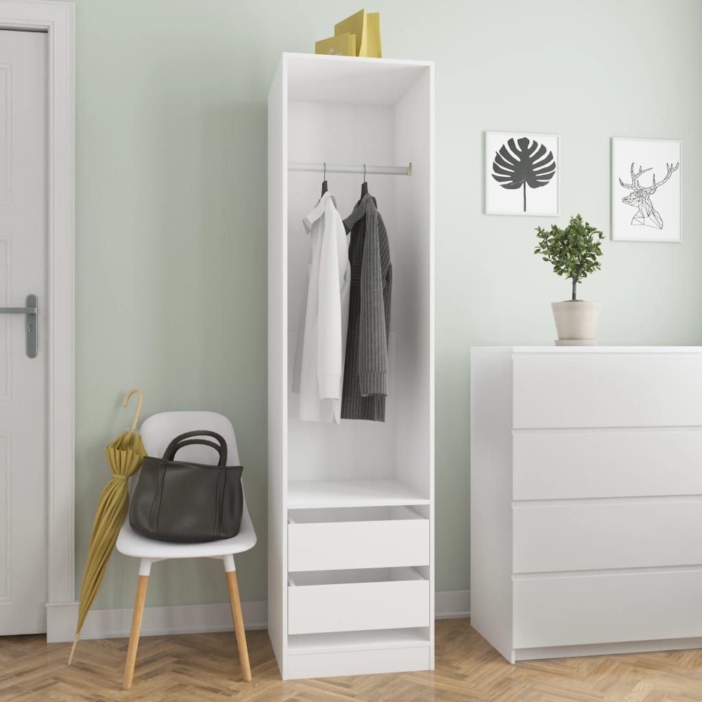 Wardrobe with Drawers White 50x50x200cm Engineered Wood